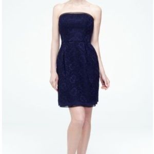 David’s Bridal Strapless Contrast Lace Dress